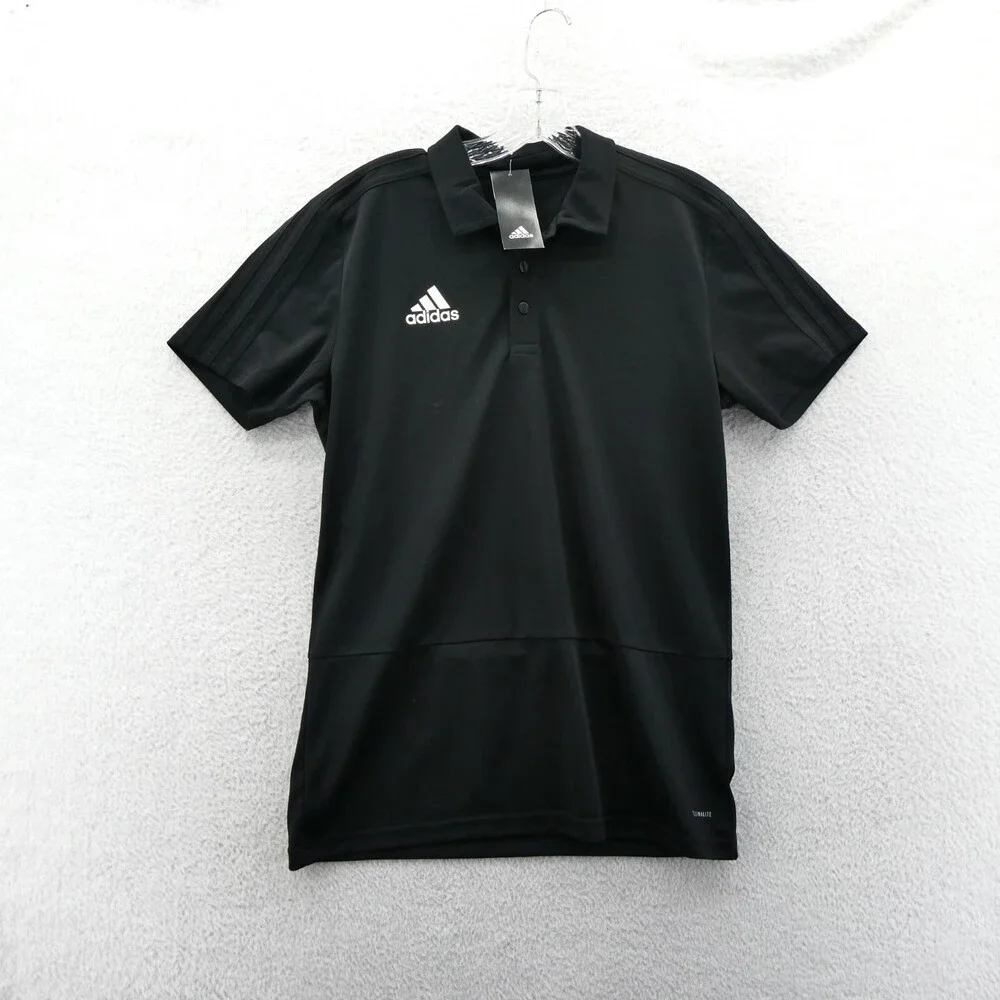 Adidas Golf Polo Shirt Mens Medium Black Knit Short Sleeve Collared Athletic New